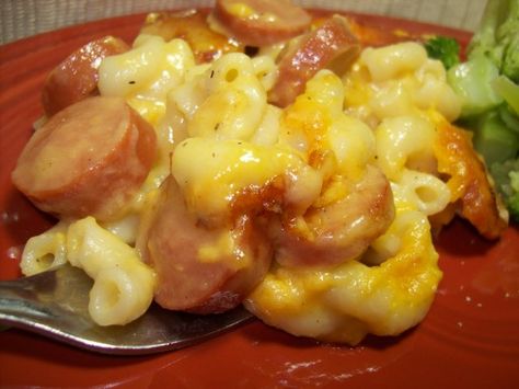 The original version of this recipe came from  The Northern Exposure Cookbook  by Ellis Weiner. This is a real family-style kid-pleasing recipes that I often bring to potlucks and family gatherings. It is like a pot of macaroni And cheese but with the added surpise of the hotdog slices. It is easy prepare, is inexpensive, and doubles nicely. I have even prepared the ingredients the night before and baked it the next day with success (just allow the ingredients to come to room temperature befo... Hot Dog Cheese Casserole, Hot Dogs And Spaghetti, Wiener Casserole Recipe, Weiner Casserole Recipe, Mac And Cheese With Hot Dogs Recipe, Hot Dogs And Noodles, Hot Dog Hashbrown Casserole, Easy Meals With Hot Dogs, Hot Dogs And Baked Beans Casserole