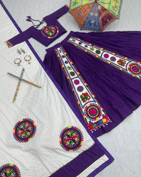 Launching Navratri Special Pure Cotton Lehenga Choli with 6 Meter Big Flair👗💌🥢💃🏿* *👗Choli👗* *Fabric:-* Pure Cotton *Work:-* Heavy Gamathi work *Inner:-* Micro Cotton *Cups:-* Yes *Size:-* M upto L margin XL upto 2xl margin *(Fully Stitched)* *👗Lehenga👗* *Fabric:-* Pure Cotton *Work:-* Heavy Gamathi Work *Inner:-* Micro Cotton *Flair:-* *6 Meter* *Size:-* 44 *Canvas Patta* *👗Dupatta👗* *Fabric:-* Pure Cotton *Size:-* 2.30 Meter *Work:-* Gamathi With 4 Side lace Border *⚖️Weight:-* 1... Cotton Lehenga Choli, Dandiya Dress, Garba Dress, Navratri Dress, Cotton Lehenga, Sequin Crafts, Stitched Lehenga, Fashion Traditional, Navratri Special