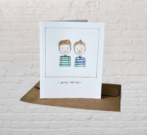 Gay Valentines, Anniversary Cards For Boyfriend, Valentines Day Cards, Valentine's Card, Valentines Greetings, Valentines Card, Husband Love, Denver Co, Watercolor Portraits