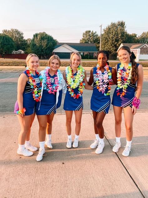 Beach Cheer Theme, Western Cheer Theme, Beach Pep Rally, Beach Theme Pep Rally, Game Day Cheer, Cheer Themes, Hawaiian Themed Pep Rally, Hawaiian Cheer Theme, Pep Rally Cheerleaders