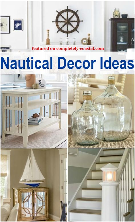 Love the Sea? Nautical decor and interior design is all about capturing the experience of life by the sea and out at sea. Get inspiration from all the nautical decor ideas and interiors featured on Completely Coastal and shop nautical decor from featured online stores. Nautical Fireplace Decor, Nautical Office Decor Ideas, Nautical Living Rooms, Nautical Office Decor, Modern Nautical Decor, Nautical Decor Living Room, Nautical Interior Design, Nautical Kitchen Decor, Nautical Home Decorating