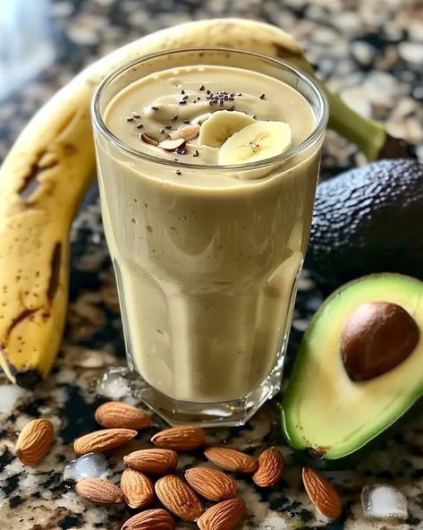 Almond, Banana, Avocado Smoothie with Honey Almond Banana Avocado Smoothie, Oat Smoothie Recipes Healthy Breakfast, Smoothie With Honey, Medicinal Drinks, Banana Avocado Smoothie, Pistachio Smoothie, Avocado Banana Smoothie, Oats Smoothie Recipes, Zdrava Hrana