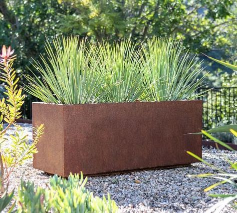 Outdoor Planters, Patio Planters & Plant Pots | Pottery Barn Floating Acrylic Frame, Corten Steel Planters, Rectangular Planters, Patio Planters, Steel Planters, Indoor Outdoor Planter, Small Planter, Corten Steel, Planter Box