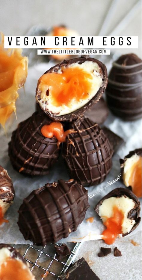 Vegan Easter Treats, Vegan Easter Dinner, Vegan Easter Recipes, Creme Eggs, Chocolate Fudge Sauce, Vegan Easter, Vegan Candies, Egg Recipe, Creme Egg