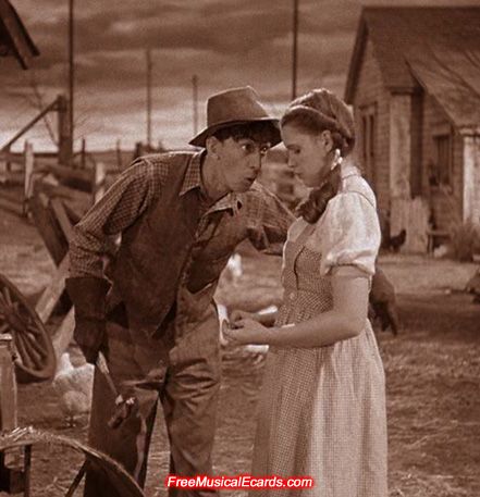 Judy Garland as Dorothy with farmhand, Hunk played by Ray Bolger. Wizard Of Oz Pictures, Ray Bolger, Wizard Of Oz Movie, Wizard Of Oz 1939, Oz Movie, Follow The Yellow Brick Road, Dorothy Gale, Wicked Witch Of The West, Wonderful Wizard Of Oz