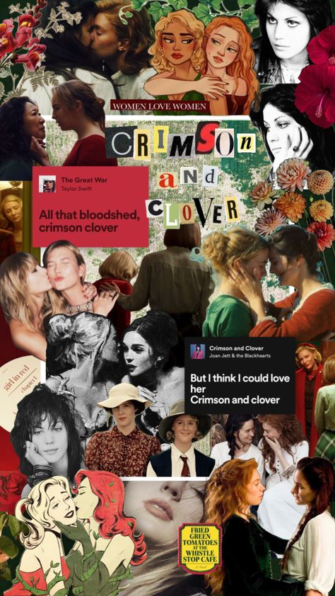 #crimson #clover #lesbian #joanjett #taylorswift #gaylor #wlw #lesbians Crimson And Clover Aesthetic, Crimson And Clover, Crimson Clover, Fried Green Tomatoes, Lgbt Art, Joan Jett, Just Believe, Karlie Kloss, Swift 3