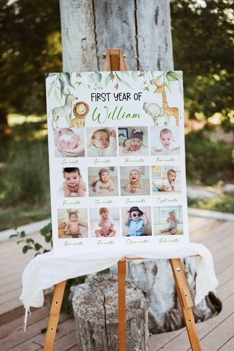 Birthday Photo Board, Safari Poster, Safari 1st Birthday, Wild One 1st Birthday, Jungle Thema, 1st Birthday Photo, Birthday Picture, 1st Birthday Pictures, Wild One Birthday Party