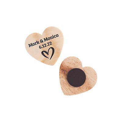 Personalized Heart Magnets | Oriental Trading Wedding Goody Bags, Poke Mon, Wedding Goodie Bags, Wedding Magnets, Personalized Magnets, Whimsical Heart, Wedding Magnet, Heart Magnets, Wooden Magnets