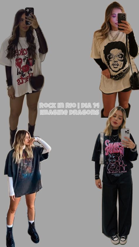 Ideias de look Dress Design Ideas, Bruno Mars Concert, Rock Look, Festival Inspo, Look Festival, Look Rock, Rock In Rio, Afro Punk, Imagine Dragons