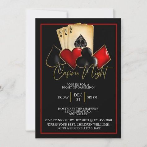 Casino Holiday Party, Casino Birthday Party, Couples Game Night, Cheers To The New Year, Casino Birthday, Poker Party, Glitter Invitations, Poker Night, Casino Poker