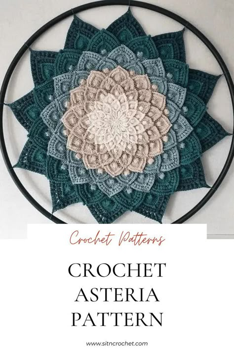 Granny Square Top with a Denim Jacket Experienced Crochet Patterns, Crochet Art Pattern, Crochet Asteria Pattern, Celestial Crochet Patterns Free, Crochet Asteria, Asteria Crochet Pattern, Crochet Celestial, Acotar Crochet, Crochet Mandala Pattern Free