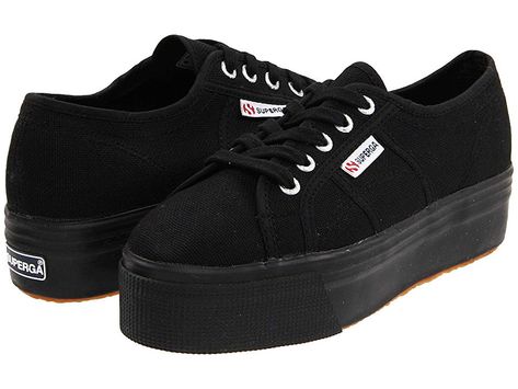 Superga Platform, Superga Black, Black Lace Up Shoes, Superga Shoes, Platform Converse, Mid Heel Shoes, Black Platform, Platform Sneaker, Crazy Shoes