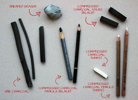 Coal Drawing, Charcoal Drawing Tutorial, Compressed Charcoal, Vine Charcoal, Charcoal Sticks, Charcoal Paint, Kneaded Eraser, Drawing Hands, Art Charcoal