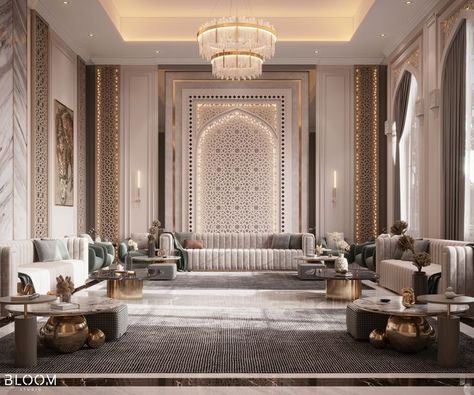 - Islamic Majlis Design Location :- Saudi Arabia  Preview Full Project Here :- https://www.behance.net/gallery/157803517/Islamic-Majlis  Check our platforms for more designs :-  https://taplink.cc/bloomstudio00  Contact & WhatsApp :- 01030836839 01006823278 01201290935  Gmail :- Bloom.Studio10@gmail.com Islamic Majlis, Majles Design, Modern Islamic Interior, Islamic Living Room, Modern Arabic Interior, Majlis Design, Islamic Interior Design, Dinning Room Design, Design Salon