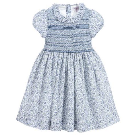 Sarah Louise - Girls Blue Hand-Smocked Dress | Childrensalon Hand Smocked Dress, Sarah Louise, White Floral Print Dress, Designer Dresses For Kids, Celebrity Travel, Kids Fashion Clothes, Dress For Girls, Heritage Fashion, Wedding Art