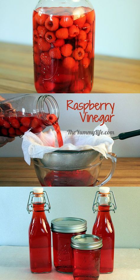 Raspberry Vinegar, Herbal Vinegar, Flavored Vinegars, Infused Vinegars, Pickle Recipes, Homemade Pickles, Flavored Oils, Infused Oils, 2 Ingredient