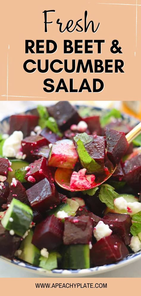 Beet And Cucumber Salad, Cucumber Beet Salad, Lemon Dijon Vinaigrette, Red Beets Salad, Feta Crumbles, Beet Salad Recipes, Dijon Vinaigrette, Fresh Salad Recipes, Beet Recipes