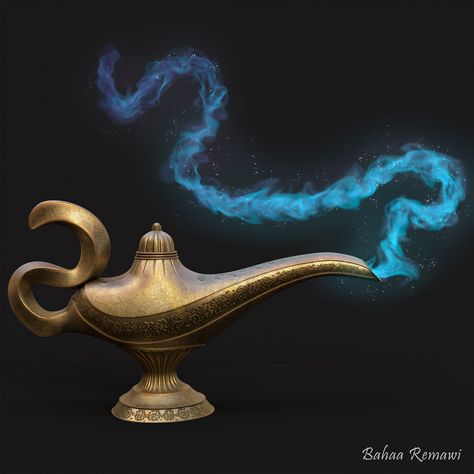 Aladdin - Oil Lamp, Bahaa Remawi on ArtStation at https://www.artstation.com/artwork/YeJ5Rq Genie Lamp Tattoo, Lamp Tattoo, Surreal Tattoo, Genie Aladdin, Genie Lamp, Aladdin Lamp, D D Items, Magic Lamp, 3d Assets