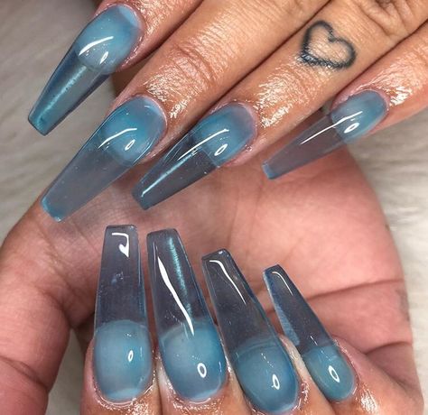 Clear Blue Nails, Nails With Black, Edgy Nails, Nails Only, Jelly Nails, Nail Swag, Clear Nails, Crystal Nails, Holographic Nails