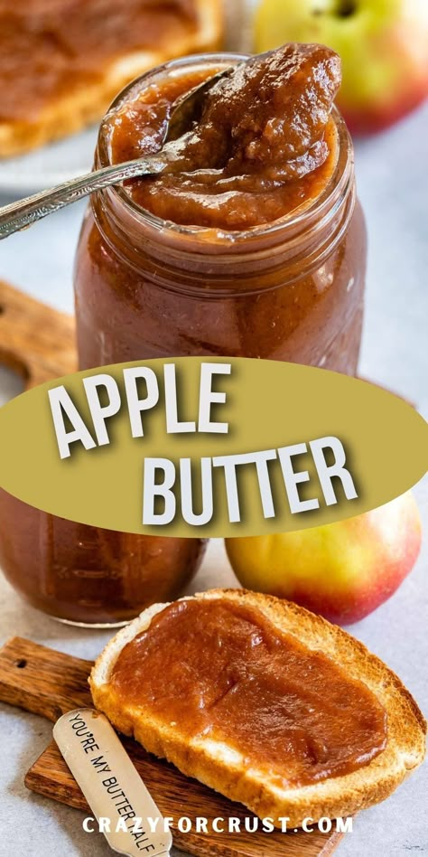 Easy apple butter is made in the crockpot and is delicious on toast or added to recipes. Slow Cooker Apple Butter is the perfect recipe for fall and makes your house smell amazing. Crockpot Apple Butter Recipe, Crockpot Apple Butter, Flavored Butter Recipes, Butter Recipes Homemade, Crockpot Apple, Apple Butter Crock Pot, Slow Cooker Apple Butter, Fall Crockpot Recipes, Recipe For Fall