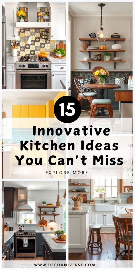 Make your kitchen the heart of your home with decor ideas that are cozy, stylish, and practical! These 15 tips help you get started. (Pin this!) Unconventional Kitchen, Rough Hewn Wood, Kitchen Innovation, Bright Color Schemes, Kitchen Decor Inspiration, Kitchen Refresh, Charming Kitchen, Kitchen Stand, Drawer Dividers