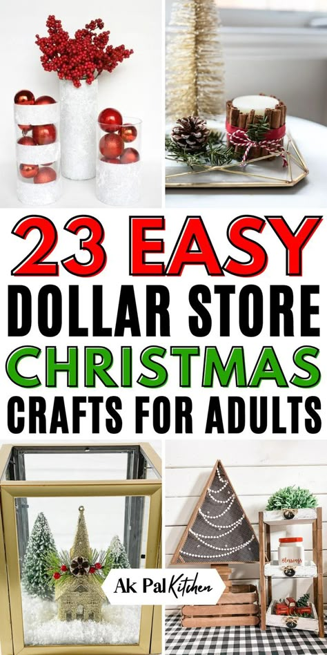 Dollar store Christmas crafts are perfect for creating cheap holiday decor ideas. From easy DIY Christmas wreaths to handmade Christmas ornaments, these affordable Christmas crafts will make your home festive without breaking the bank. Try making dollar tree Christmas decor or easy Christmas gifts for friends and family. Whether you're looking for Christmas crafts for kids or elegant Christmas decorations, these simple Christmas craft ideas will help you add a personal touch to your home. Easy Christmas Gifts For Friends, Quick Diy Christmas Gifts, Elegant Christmas Decorations, Cheap Holiday Decor, Profitable Crafts, Dollar Tree Gifts, Dollar Tree Christmas Decor, Dollar Store Christmas Crafts, Easy Holidays Crafts