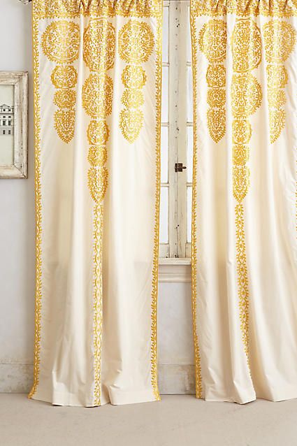 Anthropologie Marrakech Curtain#promotion #labor day sale Moroccan Curtains, Graphic Panels, Dining Room Curtains, Yellow Curtains, No Sew Curtains, Drop Cloth Curtains, Kids Curtains, Home Curtains, Diy Curtains