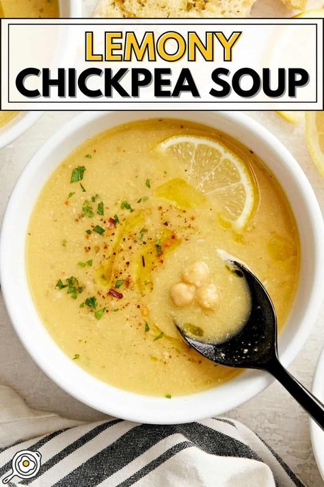 Lemony Chickpea Soup Veggie Meal Prep, Wellness Magazine, Lemon Soup, Simple Family Meals, Quick And Easy Soup, Chickpea Soup, Budget Bytes, Fitness And Wellness, White Bean Soup