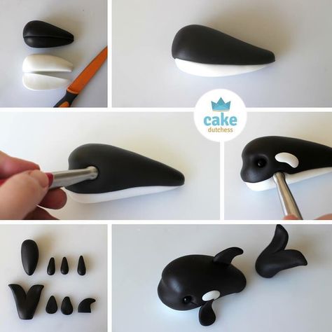 Quick and easy way to make a killer whale cake topper! Using Cake Dutchess Modelling Paste & tools. #cakedutchess #cakedecorating… | Instagram Polymer Clay Orca, Whale Cake Topper, Whale Birthday Cake, Cake Dutchess, Whale Cake, Whale Cakes, Whale Birthday, Shark Themed Birthday Party, Paper Quilling For Beginners