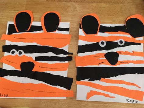 Tiger Art For Preschoolers, Big Cats Preschool Activities, Tiger Eyfs Activities, Zoo Animals Preschool Activities Art Projects, Jungle Animal Art Preschool, T Is For Tiger Preschool, Jungle Process Art Preschool, Jungle Toddler Crafts, Wild Animals Art And Craft For Preschool