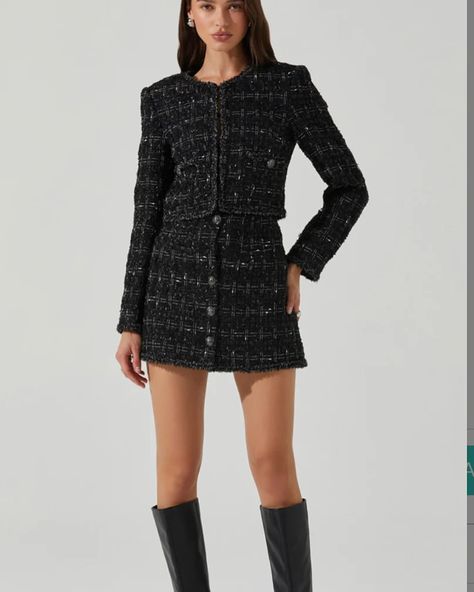 If you haven’t added a new tweed piece to your fall wardrobe yet, consider this your sign! 🖤 #tweed #matchingset #bostonshopping Tweed Dress Outfit, Tweed Outfits, Boston Shopping, Hoco Court, Tweed Outfit, Double Life, Black Tweed, Tweed Dress, Fall Wardrobe