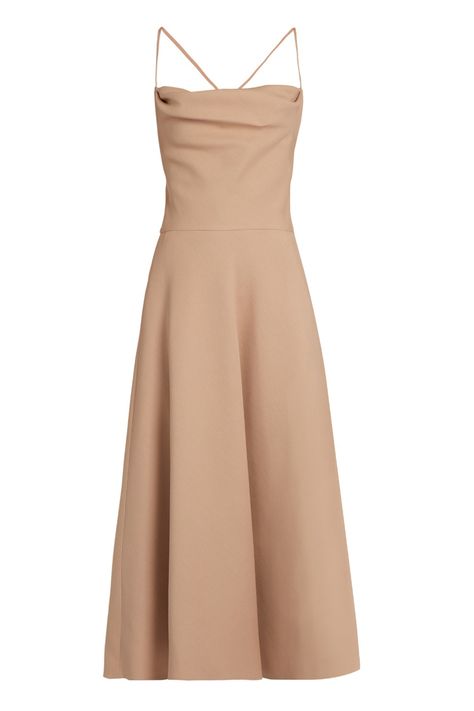 27 Bridesmaid Dresses They'll Actually Wear Again  - ELLE.com Ballerina Dresses, Beige Short Dress, Beige Cocktail, Nude Dresses, Wool Dresses, Short Slip Dress, Beige Midi Dress, Dresses Beige, Crepe Midi Dress