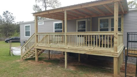 12x18 deck with roof How To Build A Roof Over A Deck, Covered Back Deck Ideas On A Budget, Deck With Roof Ideas, Porch With Roof, Deck With Roof, Single Wide Home, Back Yard Deck Ideas, Home Deck Ideas, Porch With Ramp