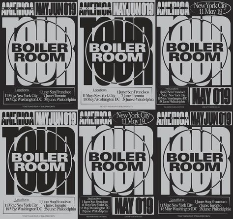 Jiri Mocek on Instagram: “Campaign for Boiler Room @ North & Latin America Warhouse Tour posters ⚒ #boilerroom #americatour #warehouse #clubvisuals #poster #raving” Instagram Campaign, Boiler Room, 카드 디자인, Graphic Design Trends, Tour Posters, Festival Design, Printed Pages, Custom Letters, Words To Describe