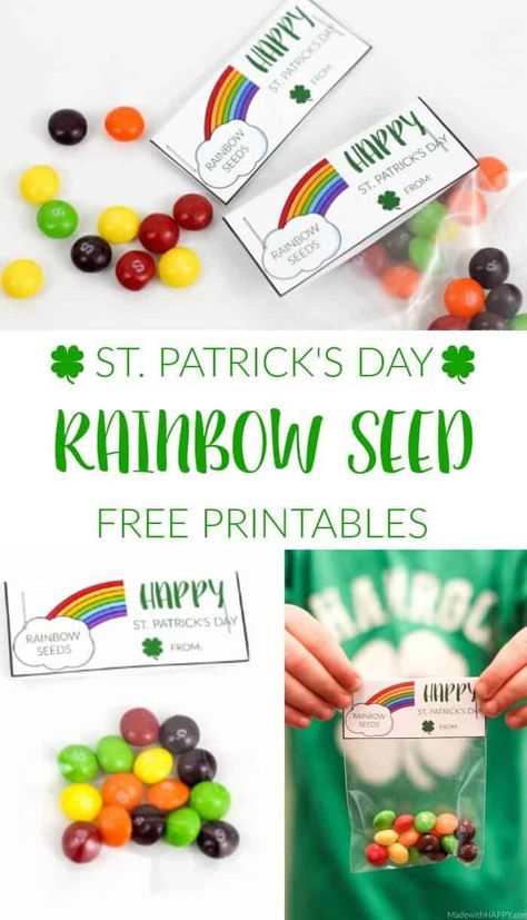 Rainbow Seeds Free Printable, Free Printable Rainbow, St Patrick Day Snacks, St Patrick's Day Kids, Rainbow Snacks, St Patrick Day Treats, Kids Holidays, Preschool Snacks, Quick And Easy Crafts