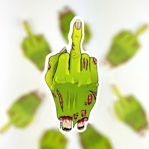 Zombie Stickers, Zombie Tattoo, Sleeve Inspiration, Middle Finger Tattoos, Zombie Hands, Zombie Style, How To Draw Fingers, Horror Merch, Zombie Tattoos