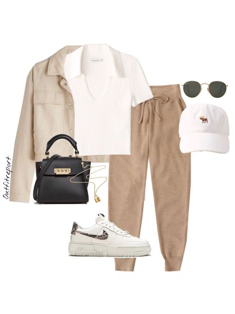 Off White Jacket Outfit Women, White Polo T Shirt Outfit Women, White And Brown Outfits For Women, Beige Jacket Outfit Women, Polo Jacket Outfits Women, White Cap Outfits For Women, Polo Shirt With Jacket, Polo Cap Outfit Women, Polo Hat Outfit Women