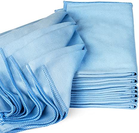 Zflow Microfiber Glass Cleaning Cloths - 8 Pack (16 x 16) - Streak Free - Lint Free - Quickly Clean Windows, Windshields, Mirrors, and Stainless Steel Lint Free Cloth, Glass Cleaning, Cleaning Cloths, Cleaning Spray, Kitchen Cleaning Supplies, Cleaning Business, Cleaning Equipment, Microfiber Cleaning Cloths, Clean Microfiber