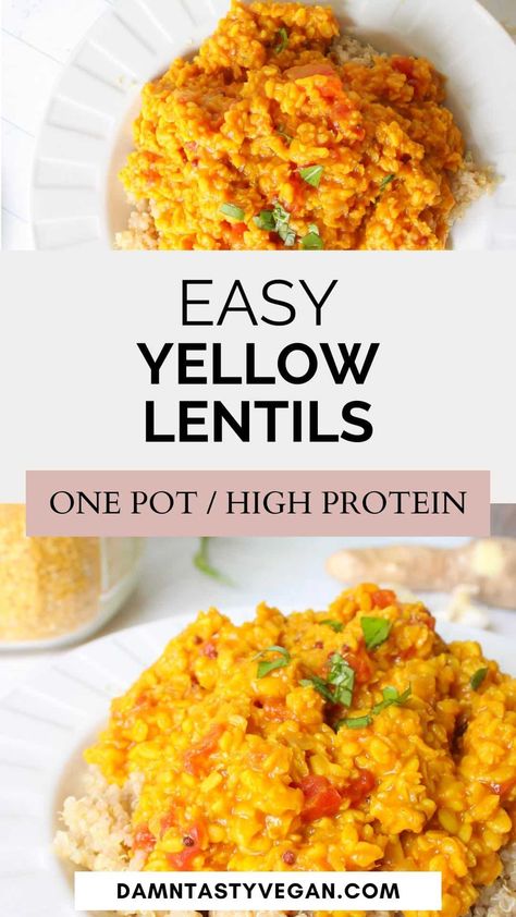 Vegan Lentil Recipes, Lentil Recipes Easy, Dahl Recipe, Lentils Vegan, Lentil Dahl, Vegan Curry Recipes, Middle East Food, Lentil Dal, Yellow Lentils