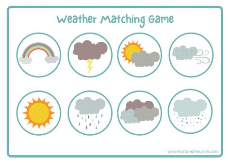 Preschool Matching Activities, Weather Activities Preschool, Weather Games, Game For Toddlers, Preschool Weather, January Activities, Weather Crafts, Matching Activities, Weather Theme