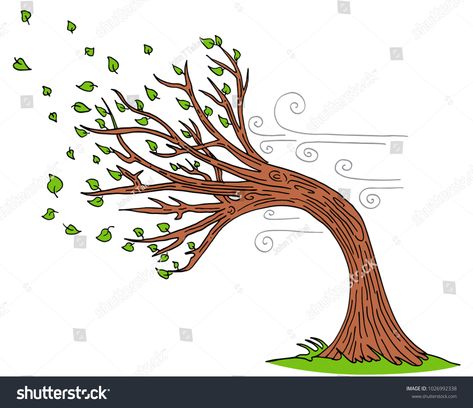 An image of a Blowing Wind Windy Day Tree cartoon. #Ad , #Affiliate, #Wind#Blowing#image#Windy Wind Video, Wind Logo, Wind Cartoon, Wind Drawing, Wind Blowing, Life Is Beautiful Quotes, Science Activities For Kids, Everything Happens For A Reason, Leaf Logo