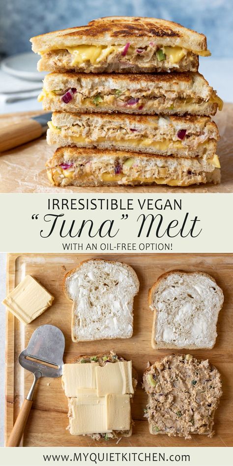 Melt Sandwiches, Vegan Lunch Recipe, Vegan Tuna, Vegan Sandwich Recipes, Gourmet Grilling, Tuna Melt, Tuna Melts, Vegetarian Sandwich, Sandwich Fillings