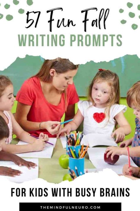 Dive into fall with our specially designed writing prompts that cater to kids with active minds, including ADHD. 

These 57 prompts are great for sensory engagement and mindfulness, making writing a delightful experience for the whole family. 🎃✍️    



#CreativeKids
#AutumnActivities
#FamilyWritingTime Fall Writing Prompts, Sensory Words, Sensory Details, Fall Writing, Writing Games, Journal Questions, Writing Prompts For Kids, Descriptive Words, Mindfulness For Kids