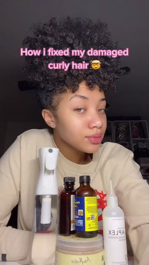 Damage Curly Hairstyles, Curly Hairstyles Hacks, Good Hair Routines For Curly Hair, How To Get Your Hair Back To Natural Curl Pattern, Hairstyles On Damaged Hair, Curly Healthy Hair Tips, 3b Black Curly Hair, Haircut Styles For Curly Hair For Women, Damage Hair Styles