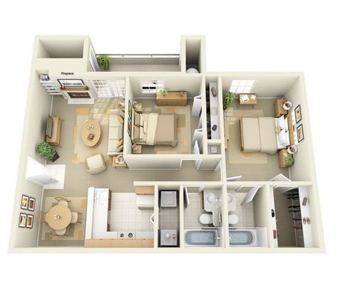 2 Bedroom Apartment Floor Plan, Condo Floor Plans, 2 Bedroom Floor Plans, Small House Layout, Bathroom Floor Plans, Apartment Floor Plan, House Floor Design, Casas The Sims 4, Apartment Floor Plans