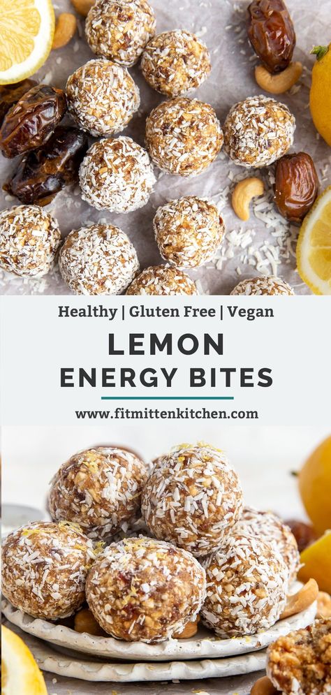 These Lemon Energy Balls have bright lemon flavor thanks to fresh lemon zest and lemon extract. Made with only 6 ingredients, these lemon energy bites are perfect for meal prep and whenever you need a burst of energy to your day! Lemon Energy Bites, Lemon Energy Balls, Pineapple Carrot Cake, Energy Balls Healthy, Ball Recipes, Easy Clean Eating Recipes, Clean And Delicious, Energy Ball Recipe, Healthy Vegan Breakfast