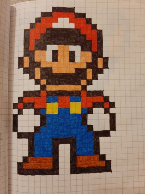 #pixelart #mario Pixel Art Mario, Spiderman Pixel Art, Square Drawing, Modele Pixel Art, Graph Paper Designs, Graph Paper Drawings, Easy Pixel Art, Pixel Art Templates, Pixel Drawing