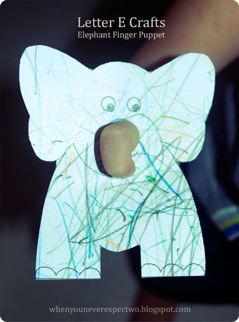 When You Never Expect Two: Elephant Finger Puppet Elephant Finger Puppet, Letter E Craft, Elephant Crafts, E Craft, Cute Craft, Finger Puppet, Letter E, Finger Puppets, An Elephant