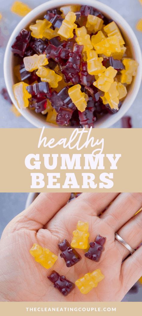 Healthy Gummy Bears are a gut healthy, gluten + refined sugar free, paleo treat that are perfect for those who have a serious sweet tooth. Homemade with only 3 ingredients and done in less than 15 minutes - you'll love them!  They're better than fruit snacks! Check out the post for videos on how to make them. #paleo #guthealth #collagen Healthy Gummy Bears, Blueberry Gummies, Gummy Fruit Snacks, Strawberry Gummies, Homemade Gummy Bears, Healthy Gummies, Homemade Gummies, Gummies Recipe, Healthy Candy