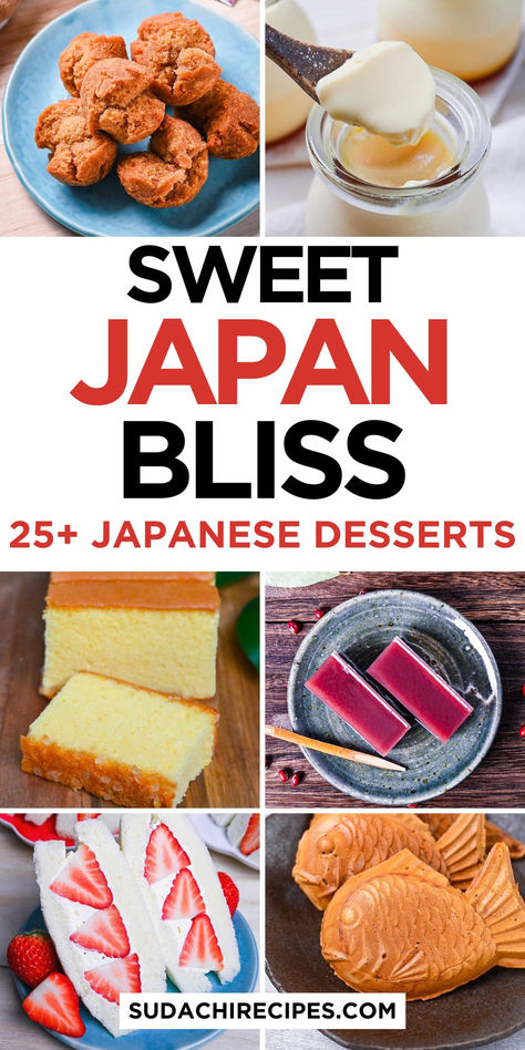 Collection of traditional and modern Japanese treats featuring taiyaki fish cakes, pudding, strawberry sandwiches, castella cake, and colorful wagashi on rustic plates Japanese Desserts Easy, Vegan Japanese Dessert, Delicious Japanese Food, Japanese Deserts Recipe, Japanese Food Recipes Desserts, Japan Food Desserts, Japanese Sweets Recipe, Easy Japanese Dessert, Cultural Desserts